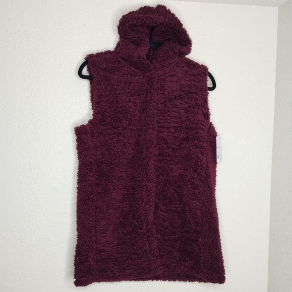 Jockey Maroon Hooded Sherpa Vest - Picture 2 of 6